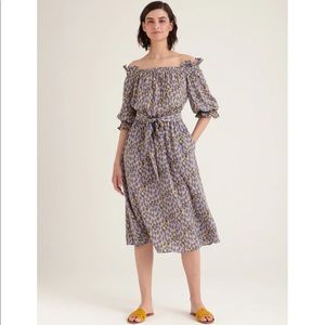 Paisie Floral Bardot Midi Dress Lilac Multi Color | Size UK8 / US4